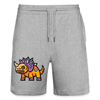 Dinosaur triceratops Halloween Funny - Stanley/Stella Trainer Unisex Organic Jogging Shorts - heather grey - Front - Nik (191cm) & Marisol (170cm)