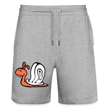 Schnecke Hasenzähne niedlich süß glücklich lustig - Stanley/Stella Unisex Bio Joggingshorts Trainer  - Grau meliert - Vorne - Nik (191cm) & Marisol (170cm)