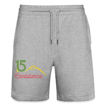 Cantal logo - Stanley/Stella Trainer Unisex Organic Jogging Shorts - heather grey - Front - Nik (191cm) & Marisol (170cm)