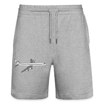 airplane - Stanley/Stella Trainer Unisex Organic Jogging Shorts - heather grey - Front - Nik (191cm) & Marisol (170cm)
