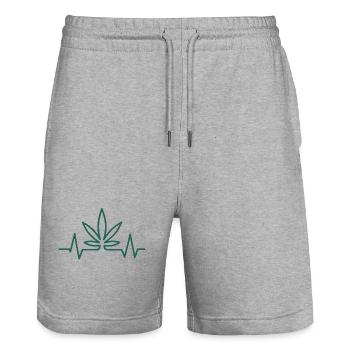 Heartbeat Hemp Leaf - Stanley/Stella Trainer Unisex Organic Jogging Shorts - heather grey - Front - Nik (191cm) & Marisol (170cm)