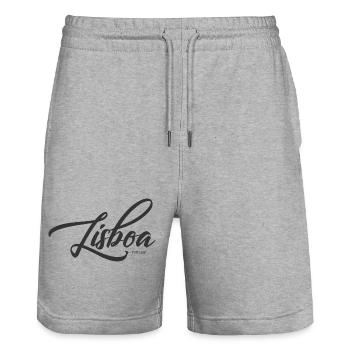 Lisboa Script Portugal - Stanley/Stella Unisex Bio Joggingshorts Trainer  - Grau meliert - Vorne - Nik (191cm) & Marisol (170cm)