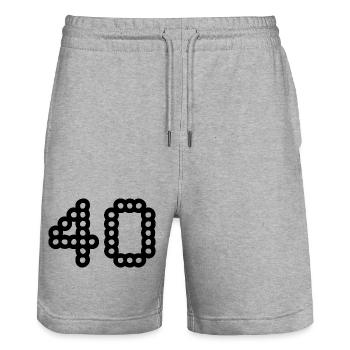 40. 40 ANS. 40e ANNIVERSAIRE. ANNIVERSAIRE 40 ANS. - Short de jogging bio TRAINER Stanley/Stella unisexe - gris chiné - Devant - Nik (191cm) & Marisol (170cm)