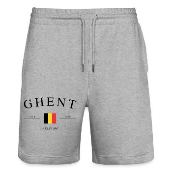 Gent Belgien – Urlaub Souvenir & Geschenk - Stanley/Stella Unisex Bio Joggingshorts Trainer  - Grau meliert - Vorne - Nik (191cm) & Marisol (170cm)