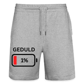 Geduld - 1% Design - Stanley/Stella Unisex Bio Joggingshorts Trainer  - Grau meliert - Vorne - Nik (191cm) & Marisol (170cm)
