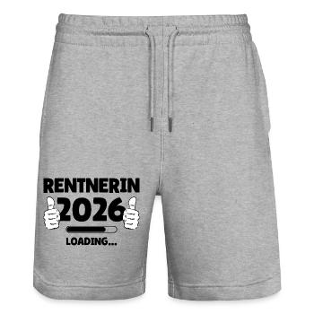 Retiree 2026 Loading Bar Design - Stanley/Stella Trainer Unisex Organic Jogging Shorts - heather grey - Front - Nik (191cm) & Marisol (170cm)
