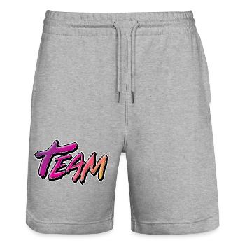 Team - Stanley/Stella Unisex Bio Joggingshorts Trainer  - Grau meliert - Vorne - Nik (191cm) & Marisol (170cm)
