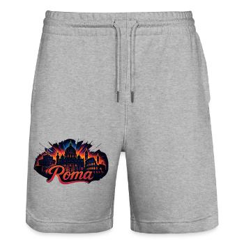 Rome Roma Capital Italy Silhouette Gift - Stanley/Stella Trainer Unisex Organic Jogging Shorts - heather grey - Front - Nik (191cm) & Marisol (170cm)