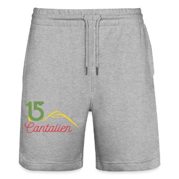 Cantal 15 Logo - Stanley/Stella Trainer Unisex Organic Jogging Shorts - heather grey - Front - Nik (191cm) & Marisol (170cm)