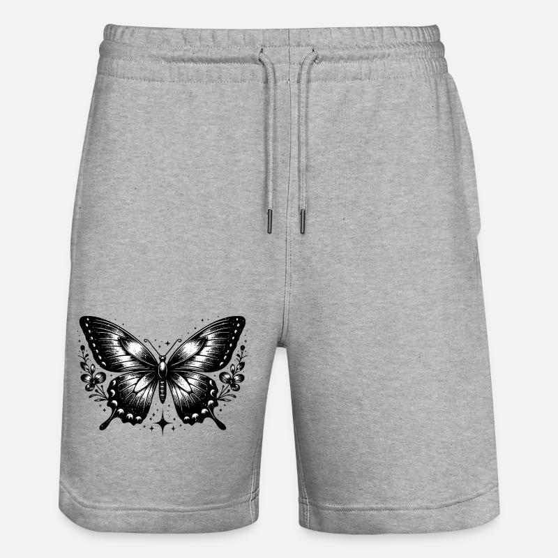 Papillon noir et blanc bohème - Short de jogging bio TRAINER Stanley/Stella unisexe - gris chiné