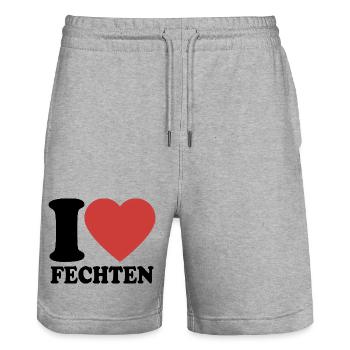  I Love Fechten - Herz - Fechter - Stanley/Stella Unisex Bio Joggingshorts Trainer  - Grau meliert - Vorne - Nik (191cm) & Marisol (170cm)