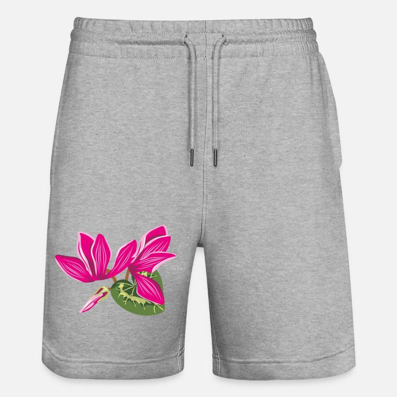 Bouquet de fleurs de cyclamens - Short de jogging bio TRAINER Stanley/Stella unisexe - gris chiné