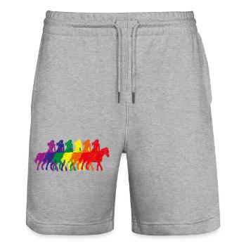 Regenbogen Reiter Silhouette - Stanley/Stella Unisex Bio Joggingshorts Trainer  - Grau meliert - Vorne - Nik (191cm) & Marisol (170cm)