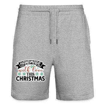 Mit Liebe zu Weihnachten handgefertigt - Stanley/Stella Unisex Bio Joggingshorts Trainer  - Grau meliert - Vorne - Nik (191cm) & Marisol (170cm)