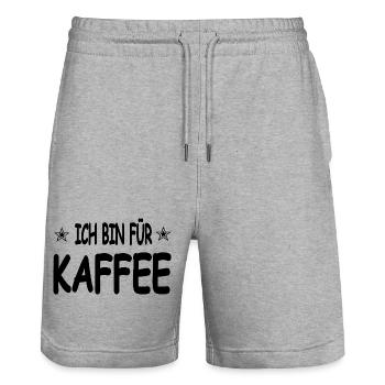 Kaffee - Stanley/Stella Unisex Bio Joggingshorts Trainer  - Grau meliert - Vorne - Nik (191cm) & Marisol (170cm)