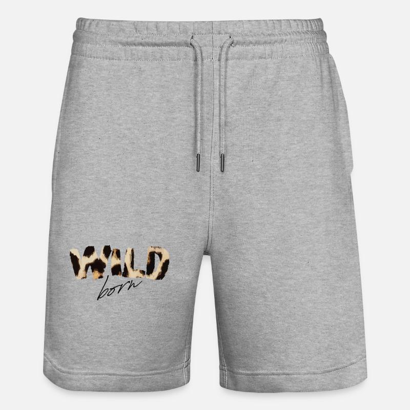 Wild Born Imprimé léopard - Short de jogging bio TRAINER Stanley/Stella unisexe - gris chiné