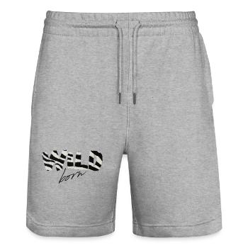 Wild Born Zebra Stripe Logo - Stanley/Stella Trainer Unisex Organic Jogging Shorts - heather grey - Front - Nik (191cm) & Marisol (170cm)