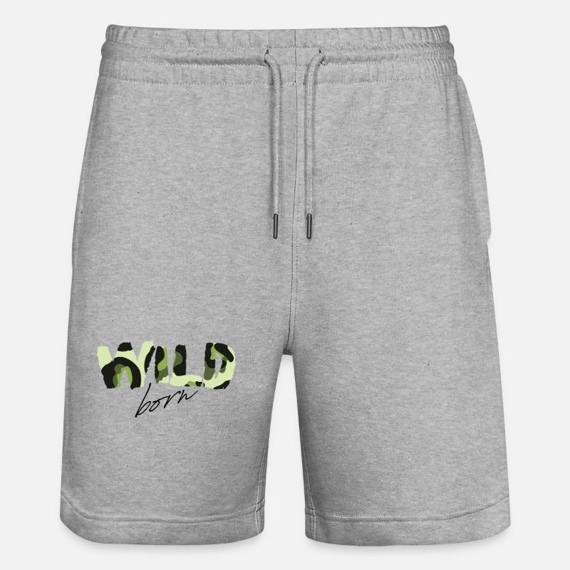 Camouflage Wild Born Texte Logo - Short de jogging bio TRAINER Stanley/Stella unisexe - gris chiné