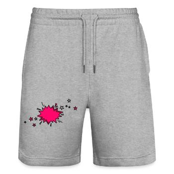 Élément de bande dessinée en noir et rose - Short de jogging bio TRAINER Stanley/Stella unisexe - gris chiné - Devant - Nik (191cm) & Marisol (170cm)