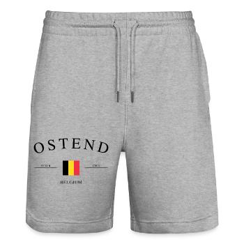Ostend Belgium – Holiday Souvenir & Gift - Stanley/Stella Trainer Unisex Organic Jogging Shorts - heather grey - Front - Nik (191cm) & Marisol (170cm)