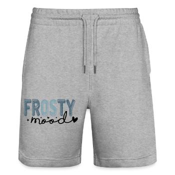 Texte givré dans un style glacé - Short de jogging bio TRAINER Stanley/Stella unisexe - gris chiné - Devant - Nik (191cm) & Marisol (170cm)