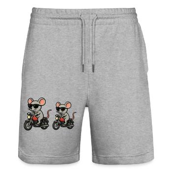 Mouse Motorcycle Sunglasses - Stanley/Stella Trainer Unisex Organic Jogging Shorts - heather grey - Front - Nik (191cm) & Marisol (170cm)