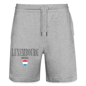 Originally from Luxembourg, born in Luxembourg - Stanley/Stella Trainer Unisex Organic Jogging Shorts - heather grey - Front - Nik (191cm) & Marisol (170cm)