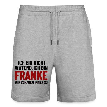 Ich bin nicht wütend - ich bin Franke - Stanley/Stella Unisex Bio Joggingshorts Trainer  - Grau meliert - Vorne - Nik (191cm) & Marisol (170cm)