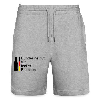 Bundesinstitut für Lecker Bierchen - Stanley/Stella Unisex Bio Joggingshorts Trainer  - Grau meliert - Vorne - Nik (191cm) & Marisol (170cm)