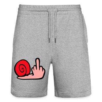 Schnecke Mittelfinger Beleidigung Wichser Fuck You - Stanley/Stella Unisex Bio Joggingshorts Trainer  - Grau meliert - Vorne - Nik (191cm) & Marisol (170cm)