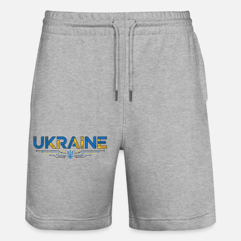Circuit Ukraine Typographie - Short de jogging bio TRAINER Stanley/Stella unisexe - gris chiné