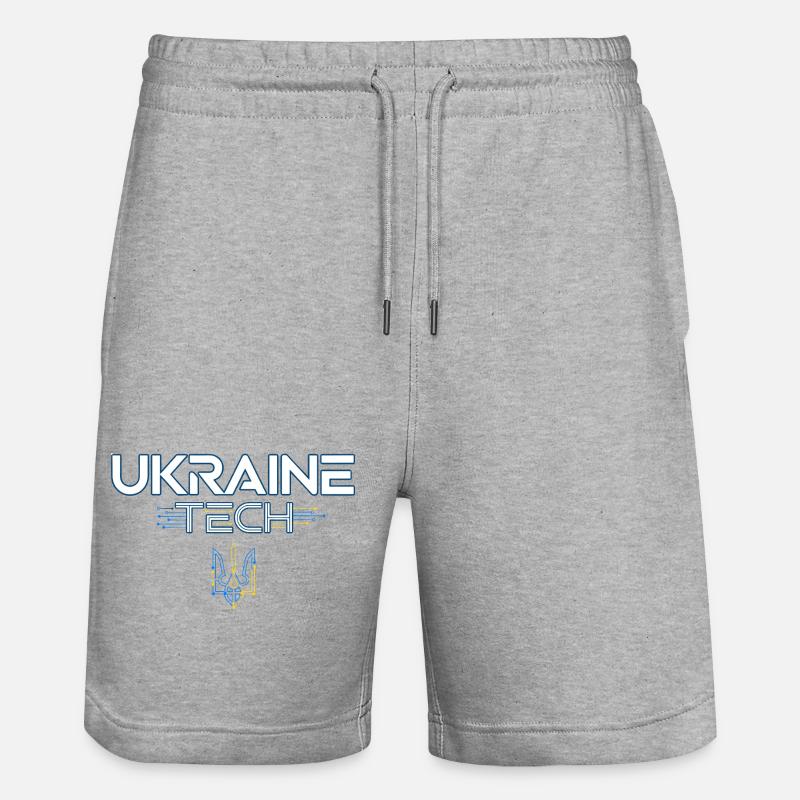 Ukraine Tech Crest Circuit - Stanley/Stella Unisex Bio Joggingshorts Trainer  - Grau meliert