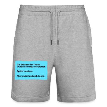 Titanic - Stanley/Stella Unisex Bio Joggingshorts Trainer  - Grau meliert - Vorne - Nik (191cm) & Marisol (170cm)