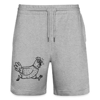 Verrücktes Huhn - Stanley/Stella Unisex Bio Joggingshorts Trainer  - Grau meliert - Vorne - Nik (191cm) & Marisol (170cm)