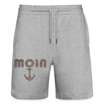 Moin avec ancre au look vintage rouillé - Short de jogging bio TRAINER Stanley/Stella unisexe - gris chiné - Devant - Nik (191cm) & Marisol (170cm)