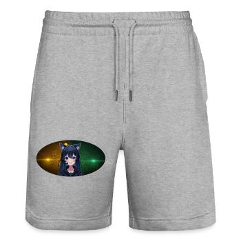 Team Blacky Panther - Stanley/Stella Trainer Unisex Organic Jogging Shorts - heather grey - Front - Nik (191cm) & Marisol (170cm)