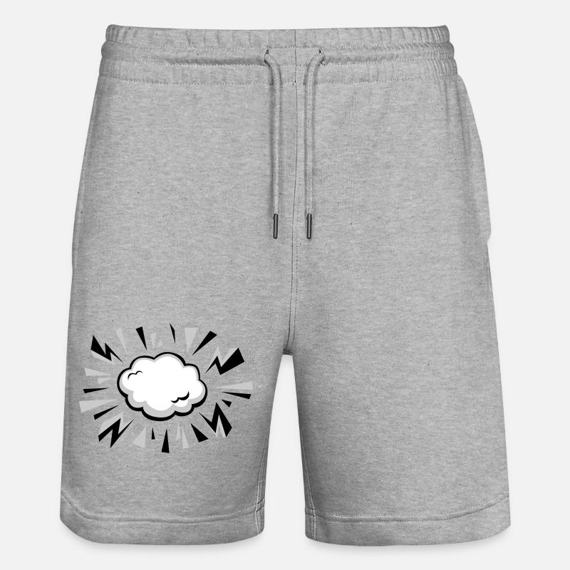 Comic Cloud with Lightning - Stanley/Stella Trainer Unisex Organic Jogging Shorts - heather grey
