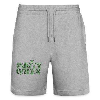 Party Queen Green Glitter Typography - Stanley/Stella Trainer Unisex Organic Jogging Shorts - heather grey - Front - Nik (191cm) & Marisol (170cm)