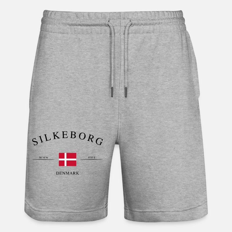 Silkeborg Denmark – Holiday Souvenir & Gift - Stanley/Stella Trainer Unisex Organic Jogging Shorts - heather grey