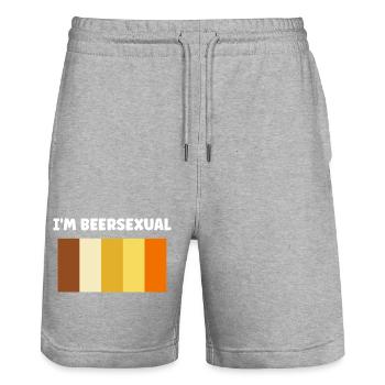 Biersexuell - Stanley/Stella Unisex Bio Joggingshorts Trainer  - Grau meliert - Vorne - Nik (191cm) & Marisol (170cm)
