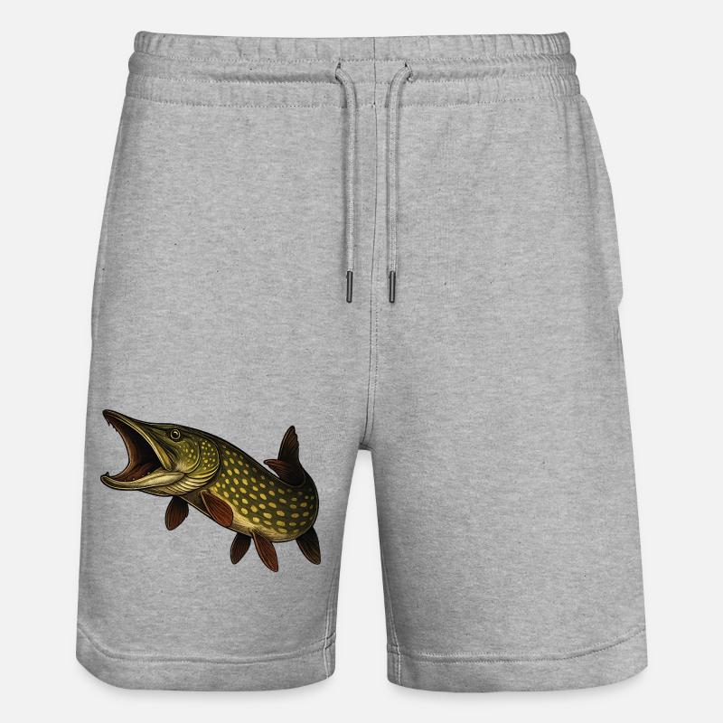 Motif dynamique de brochet - Short de jogging bio TRAINER Stanley/Stella unisexe - gris chiné