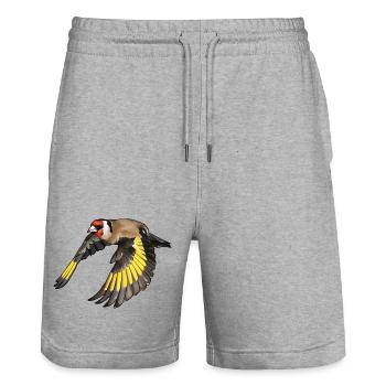 Goldfinch in flight - Stanley/Stella Trainer Unisex Organic Jogging Shorts - heather grey - Front - Nik (191cm) & Marisol (170cm)