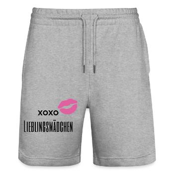Kiss Me – Romantic Lip Design xoxo - Stanley/Stella Trainer Unisex Organic Jogging Shorts - heather grey - Front - Nik (191cm) & Marisol (170cm)
