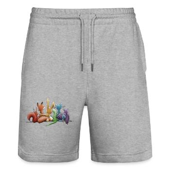 Des animaux arc-en-ciel pour la tolérance et la diversité - Short de jogging bio TRAINER Stanley/Stella unisexe - gris chiné - Devant - Nik (191cm) & Marisol (170cm)
