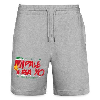 LOGO PBY EDITION DRAPEAU 971 GUADELOUPE - Short de jogging bio TRAINER Stanley/Stella unisexe - gris chiné - Devant - Nik (191cm) & Marisol (170cm)