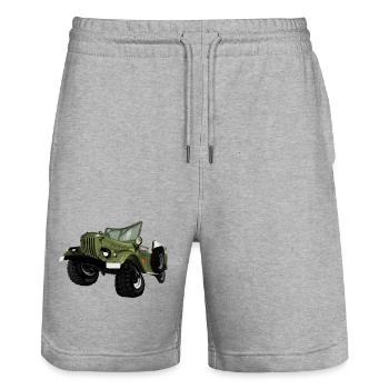 Olive Green Offroad Car Print - Stanley/Stella Trainer Unisex Organic Jogging Shorts - heather grey - Front - Nik (191cm) & Marisol (170cm)