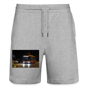 Nachtbus in der Stadt - Stanley/Stella Unisex Bio Joggingshorts Trainer  - Grau meliert - Vorne - Nik (191cm) & Marisol (170cm)