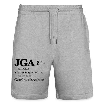 JGA Steuern - Stanley/Stella Unisex Bio Joggingshorts Trainer  - Grau meliert - Vorne - Nik (191cm) & Marisol (170cm)
