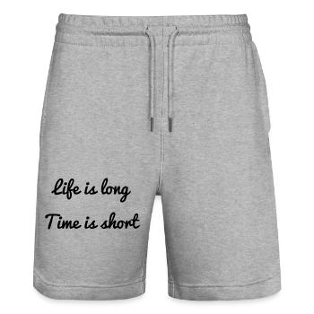 Das Leben ist lang, die Zeit ist kurz - Stanley/Stella Unisex Bio Joggingshorts Trainer  - Grau meliert - Vorne - Nik (191cm) & Marisol (170cm)