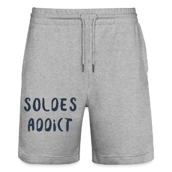 Soldes Addict Humour Shopping et Mode - Short de jogging bio TRAINER Stanley/Stella unisexe - gris chiné - Devant - Nik (191cm) & Marisol (170cm)